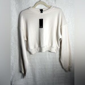 NWT, Never Worn - Womens Wild Fable Cropped Crewneck Sweatshirt - Cream - Medium